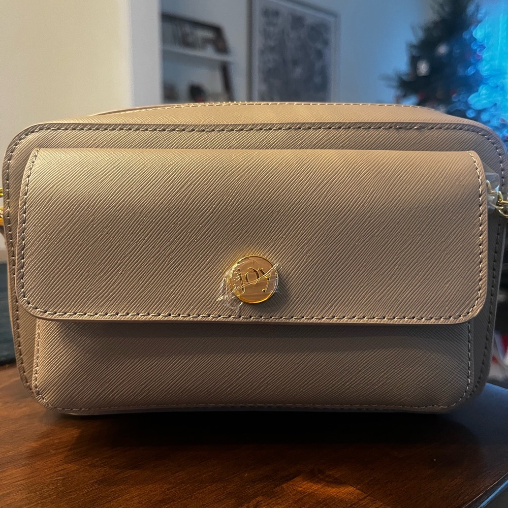 Joy Clean & Chic Saffiano Leather Crossbody Camera Bag White